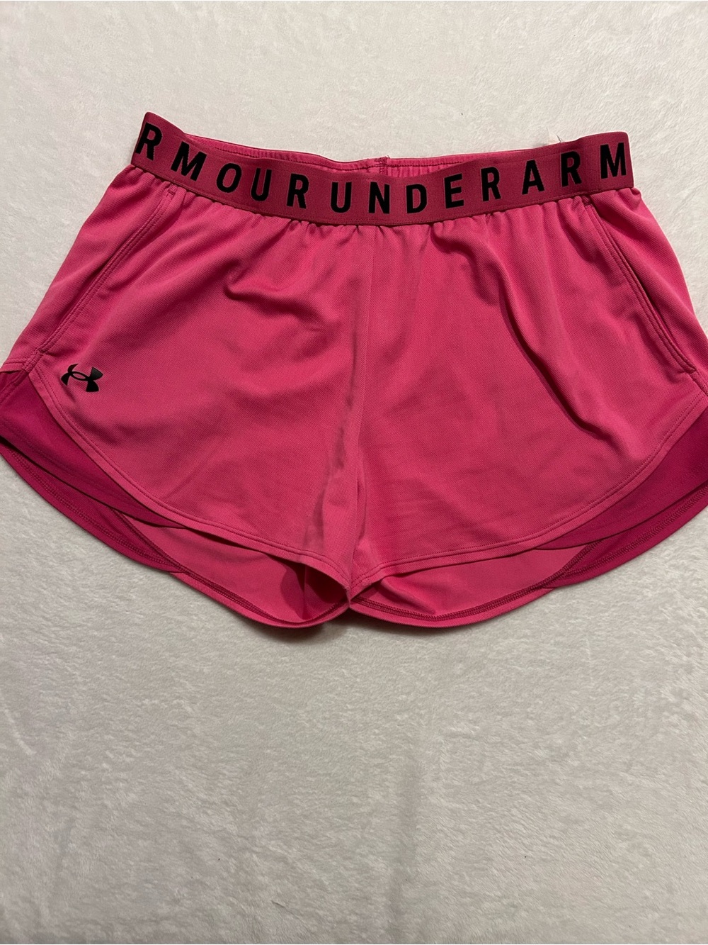 Under Armour Women's Pink Athletic Activewear Shorts Pockets Elastic Waist Knit